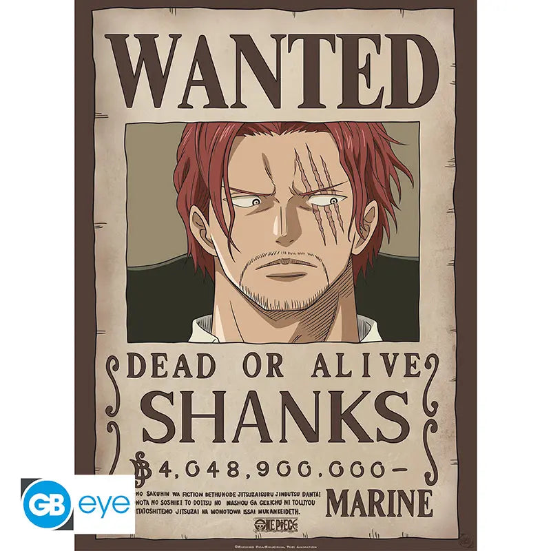One Piece Wanted Poster Shanks - Anime Wanddeko (52 × 38 cm)