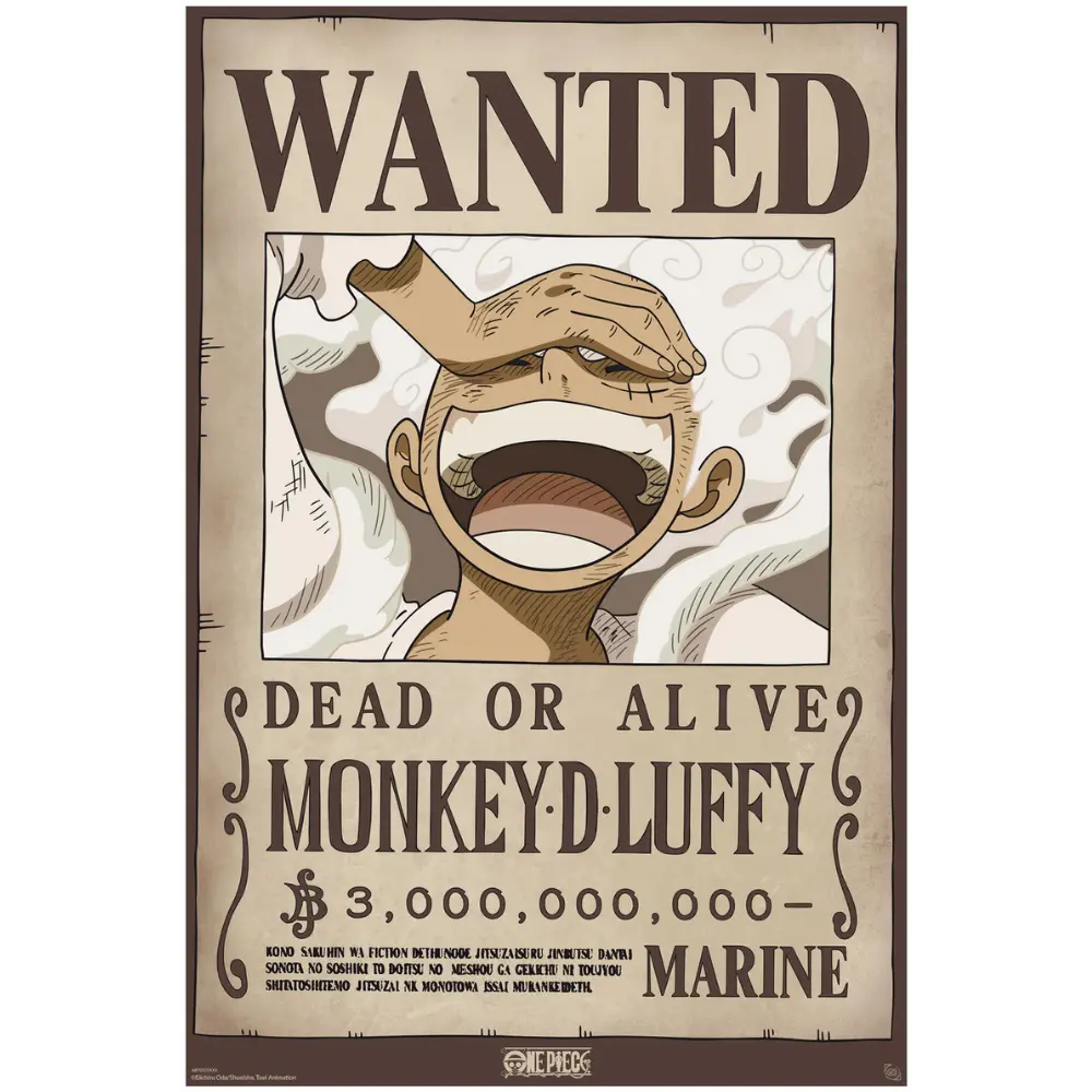 One Piece Wanted Poster Luffy Wano - Anime Wanddeko (91,5 × 61 cm)